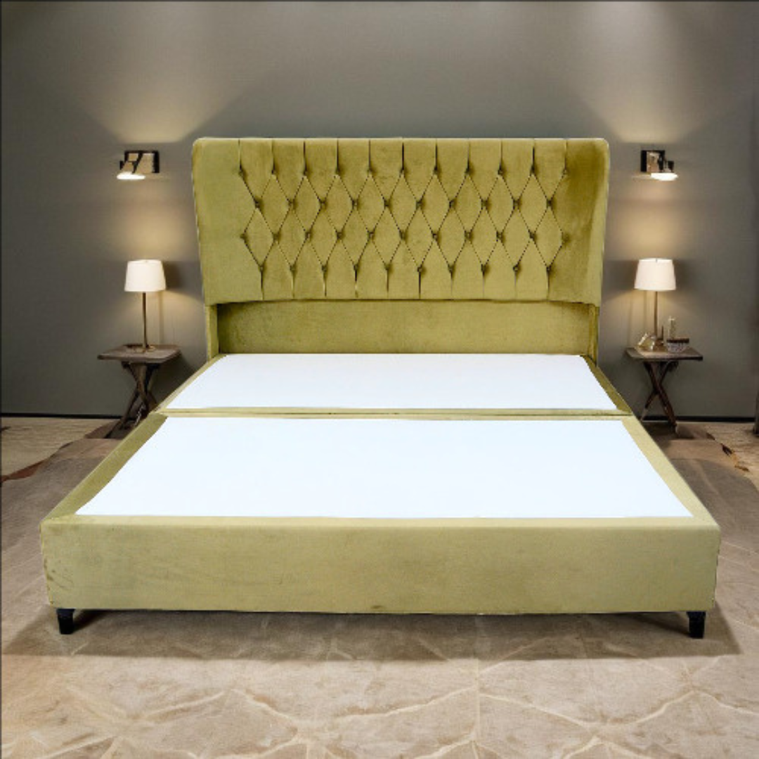 King Panel Headboard Tufted Bed