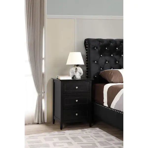 Daniel 3-drawer Transitional Wooden Nightstand - Bed & Mattress Zone