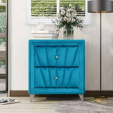 Velvet Upholstered 2 Drawers Wooden Night Stand - Bed & Mattress Zone