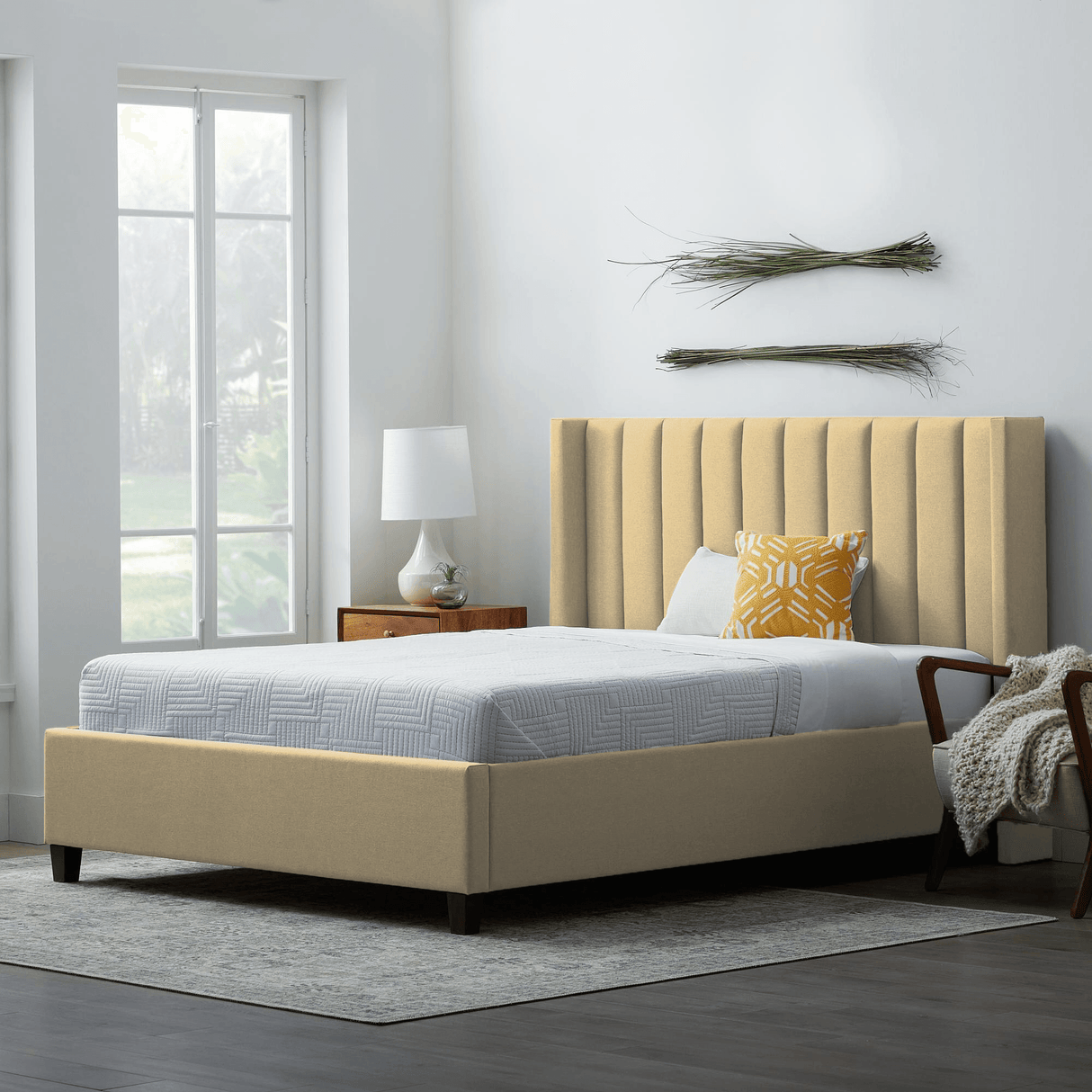 Audrey upholstered bed grey deals